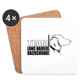 TEAM Teckel à poil long Chiens Teckel Wilsigns - Dessous de verre (lot de 4) - blanc - Devant