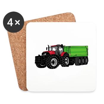 Tracteur - Tracteur - Agriculteur - Agriculteur - Dessous de verre (lot de 4) - blanc - Devant