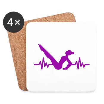Heartbeat Gymnastique - Méditation Gymnastique Yoga - Dessous de verre (lot de 4) - blanc - Devant