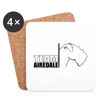 TEAM Airedale Hund Hundesport Hunde Wilsigns - Untersetzer (4er-Set) - Weiß - Vorne