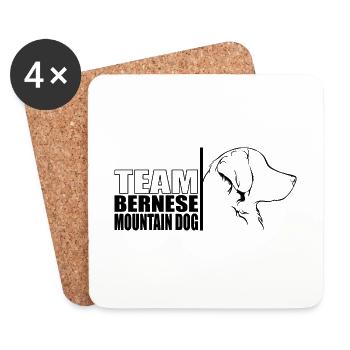 TEAM Bernese Mountain Dog Hunde Hund Wilsigns - Untersetzer (4er-Set) - Weiß - Vorne