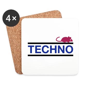 ★ Designfarben änderbar ★ Technomaus (Maus) - Untersetzer (4er-Set) - Weiß - Vorne