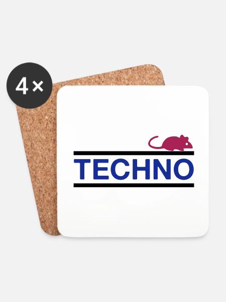 ★ design colors changeable ★ Technomaus (mouse) - Coasters (set of 4) - white