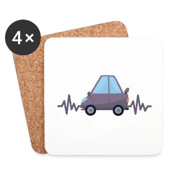 Car - Car - Heartbeat - Bus - Style - Coasters (set of 4) - white - Front
