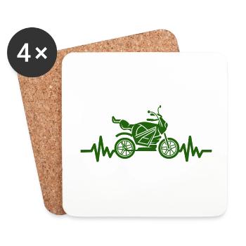 Moto Heartbeat - Machine Motorsport Freedom - Dessous de verre (lot de 4) - blanc - Devant