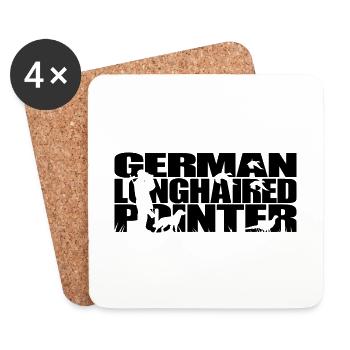 GERMAN LONGHAIRED POINTER Hunting Dogs Hunting Wilsigns - Coasters (set of 4) - white - Front
