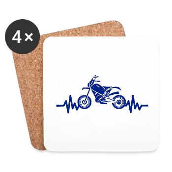Heartbeat Moto - Motocross - Dessous de verre (lot de 4) - blanc - Devant