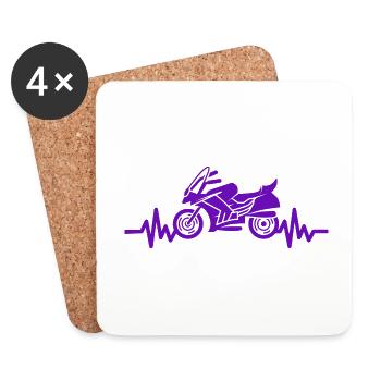 Heartbeat Motorcycle - Machine Motorsport Freedom - Coasters (set of 4) - white - Front