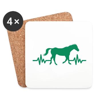 Heartbeat - Étalon Cheval Jument Ross Equestrian - Dessous de verre (lot de 4) - blanc - Devant
