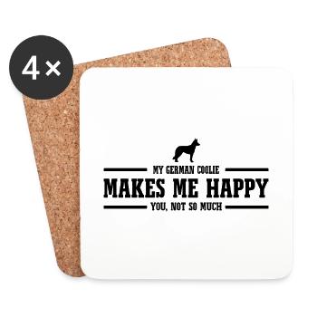 Un coolie allemand me rend heureux chien disant Wilsigns - Dessous de verre (lot de 4) - blanc - Devant