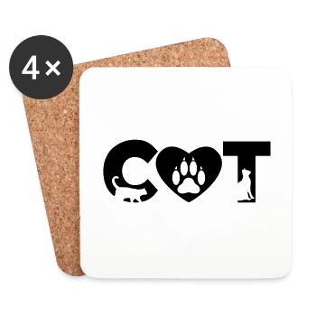 CAT PAW KATZE - Coasters (set of 4) - white - Front