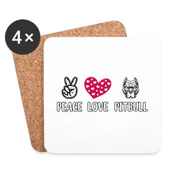 Peace love pitbull - Untersetzer (4er-Set) - Weiß - Vorne