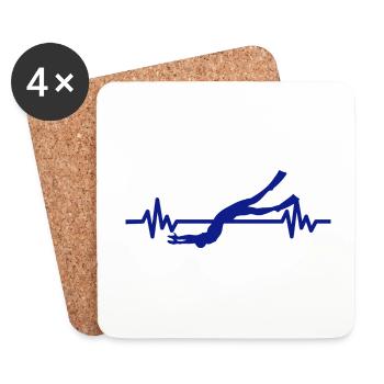 Heartbeat Swimmer - Diver Water Sports Athlete - Coasters (set of 4) - white - Front