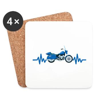 Moto Heartbeat - Machine Motorsport Freedom - Dessous de verre (lot de 4) - blanc - Devant