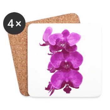Orchid pink flowers - Coasters (set of 4) - white - Front