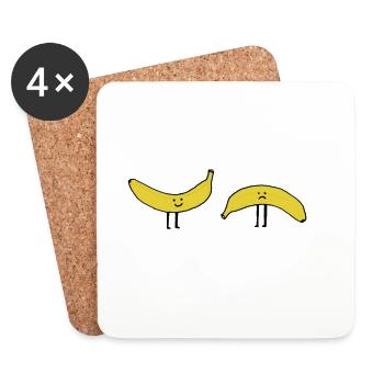 Bananas LaughTer Sad Happy Unhappy - Coasters (set of 4) - white - Front