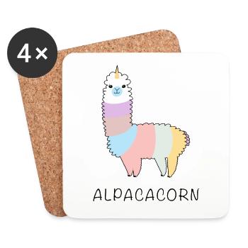 Alpacacorn alpaca + unicorn - Coasters (set of 4) - white - Front