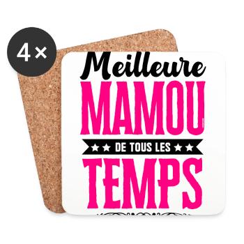 Meilleure Mamou de Tous les Temps - Rose/Noir - Dessous de verre (lot de 4) - blanc - Devant