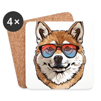 Akita Sonnenbrille - Untersetzer (4er-Set) - Weiß - Vorne