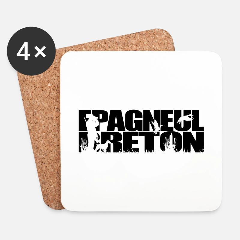 EPAGNEUL BRETON Jagdhund Jagdhunde Wilsigns - Untersetzer (4er-Set) - Weiß