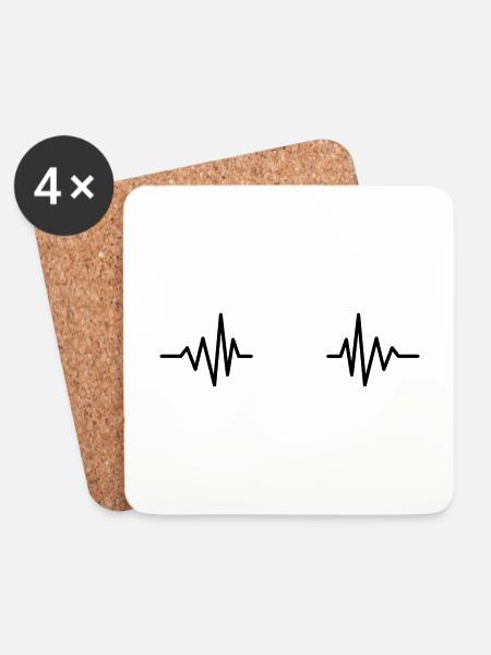 Herzschlag Symbol Personalisierbar - Untersetzer (4er-Set) - Weiß
