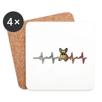 French Bulldog Heartbeat - Coasters (set of 4) - white - Front