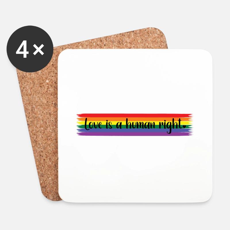 Love is a human right - LGBT Pride Rainbow Design - Untersetzer (4er-Set) - Weiß