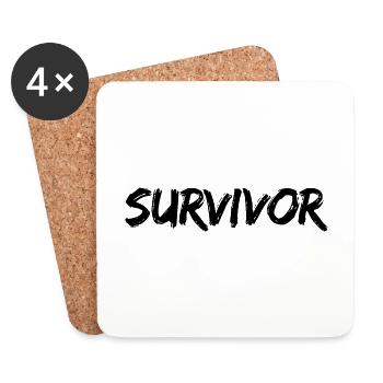 "Survivor" Black Brush Font - Coasters (set of 4) - white - Front