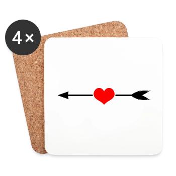 Herz Pfeil Nach Rechts Symbol - Untersetzer (4er-Set) - Weiß - Vorne