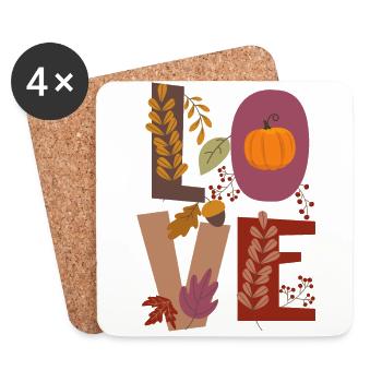 Love Love Autumn Gratitude Pumpkin - Coasters (set of 4) - white - Front