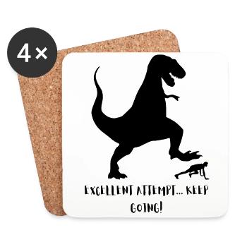 Dinosaur Workout | Keep Going - Coasters (set of 4) - white - Front