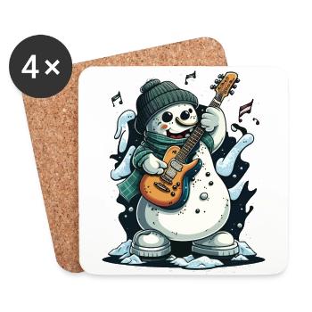 Rockin Schneemann - Untersetzer (4er-Set) - Weiß - Vorne