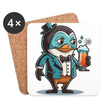 Pinguin-Mixologie - Untersetzer (4er-Set) - Weiß - Vorne