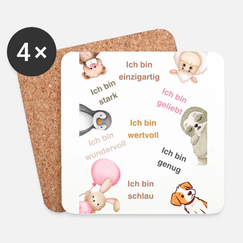 Affirmation Ich bin - Untersetzer (4er-Set) - Weiß