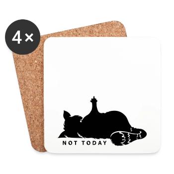 Katze Mittelfinger Not Today Nein Katzenliebe Nö - Untersetzer (4er-Set) - Weiß - Vorne