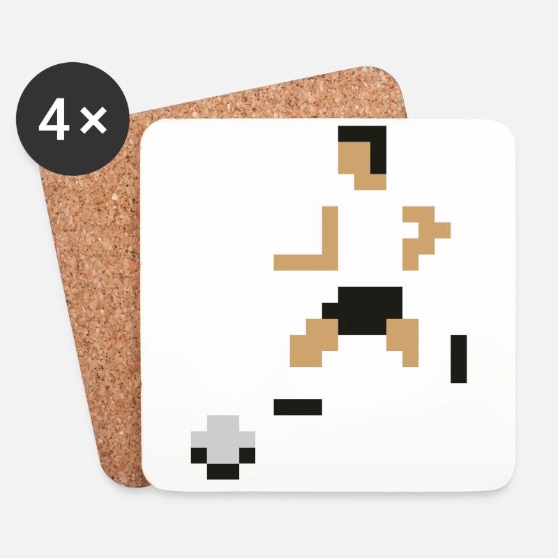 Retro-Gaming Pixelkicker Fußball-Spieler - Untersetzer (4er-Set) - Weiß