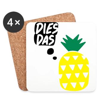 Dies, das, Ananas! Tasse - Untersetzer (4er-Set) - Weiß - Vorne
