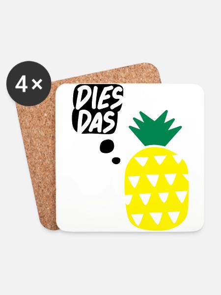 Dies, das, Ananas! Tasse - Untersetzer (4er-Set) - Weiß
