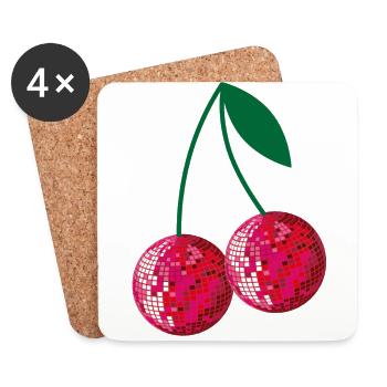 cerises disco - Dessous de verre (lot de 4) - blanc - Devant