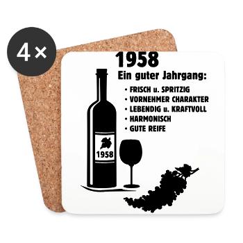 Geburtstag Jahrgang 1958 - Untersetzer (4er-Set) - Weiß - Vorne