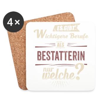 Wichtigere Berufe als - Bestatterin - rot retro - - Coasters (set of 4) - white - Front
