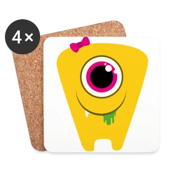 Monstre / Alien bébé - Dessous de verre (lot de 4) - blanc - Devant