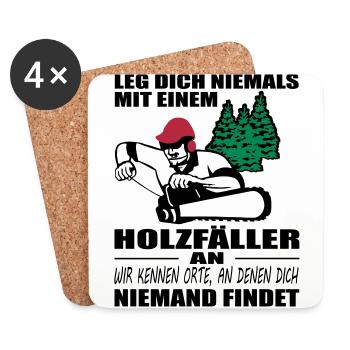 Holzfäller mit Motorsäge - Untersetzer (4er-Set) - Weiß - Vorne