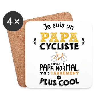 Je suis un papa cycliste - Dessous de verre (lot de 4) - blanc - Devant