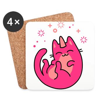 Einhorn Katze - Untersetzer (4er-Set) - Weiß - Vorne