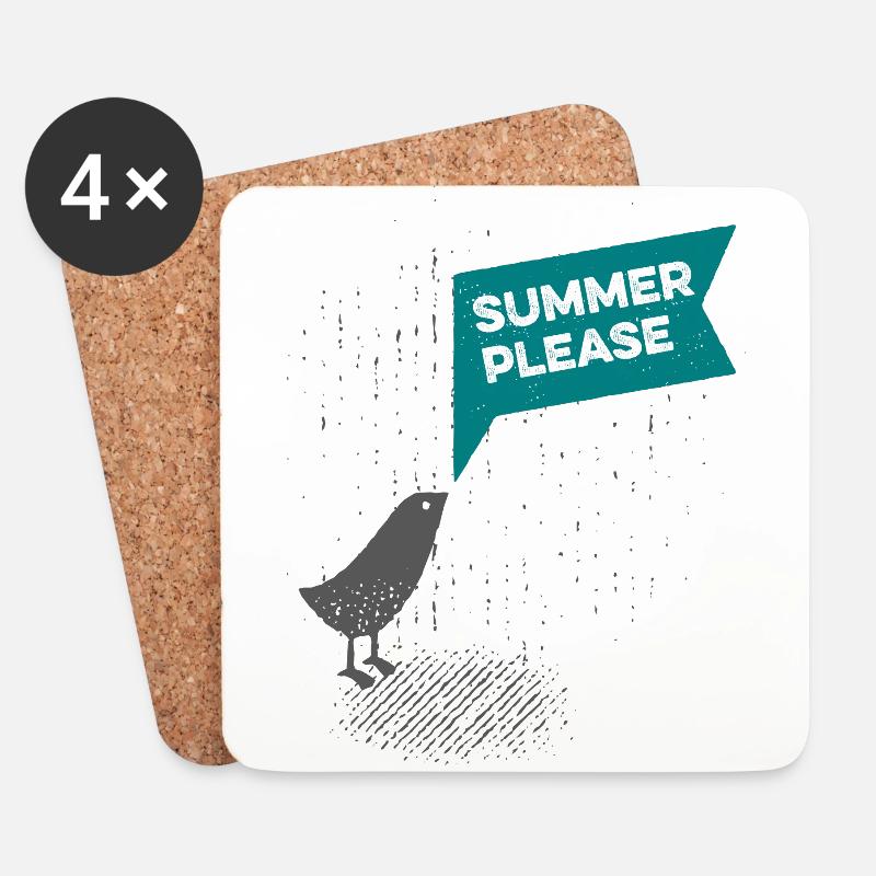 Süßer Vogel im Regen - Summer please - Untersetzer (4er-Set) - Weiß