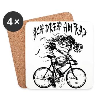 Ich dreh' am Rad - Radfahrer Rennrad radfahren - Untersetzer (4er-Set) - Weiß - Vorne