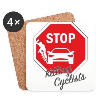 T-shirt with pressure stop killing cyclists / cyclists - Coasters (set of 4) - white - Front