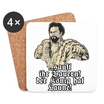 Sauft ihr Bauern - Koenig Ludwig mit Bier - - Untersetzer (4er-Set) - Weiß - Vorne
