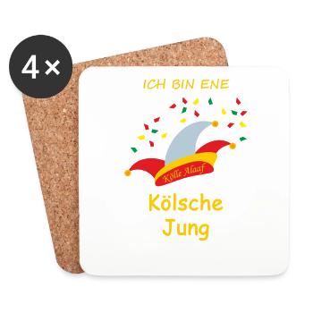 "ICH BIN ENE KÖLSCHE JUNG" 3 - Untersetzer (4er-Set) - Weiß - Vorne